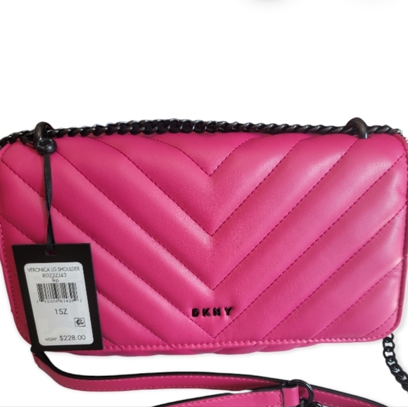 NWT Dkny Veronica LG Shoulder Bag Quilted Purse Crossbody Chain Strap - Picture 2 of 15